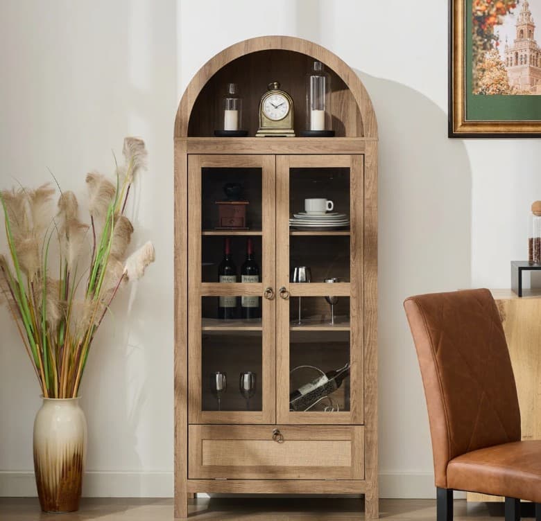 73" Tall Arched Storage Display Cabinet