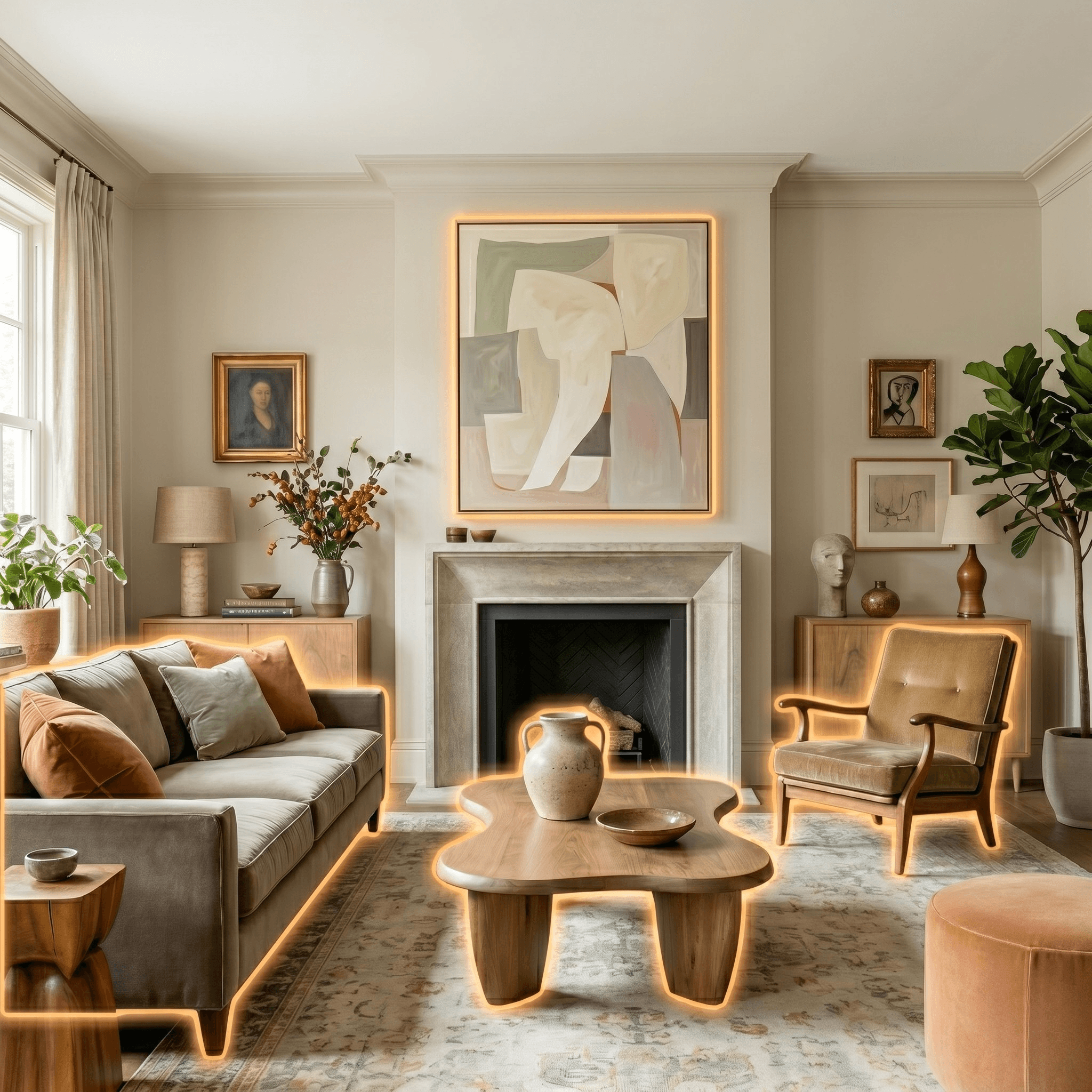 Styled living room showing AI room design generation