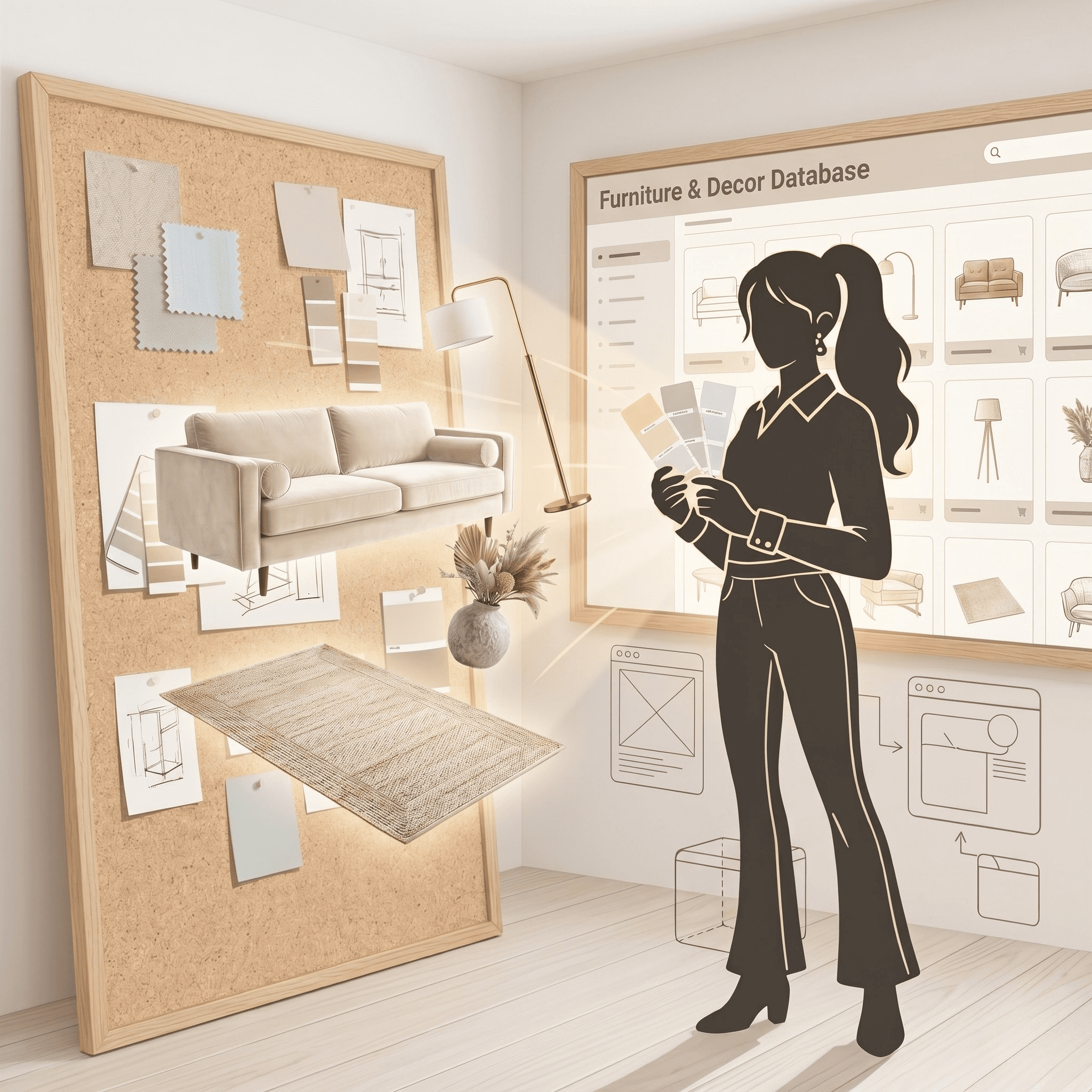 AI building a curated mood board using designer rules