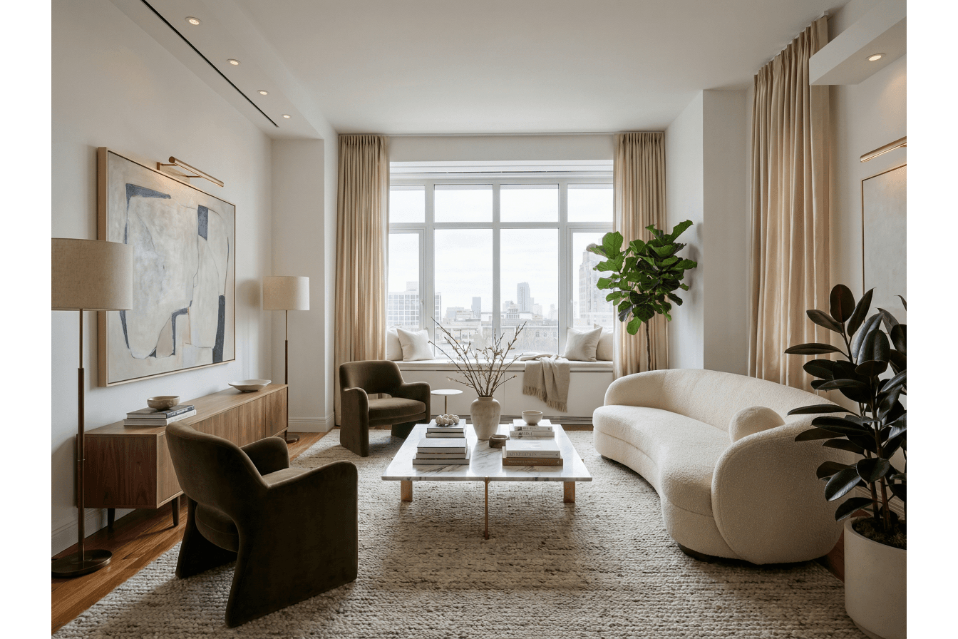 Before and after room edit showing furniture in real space
