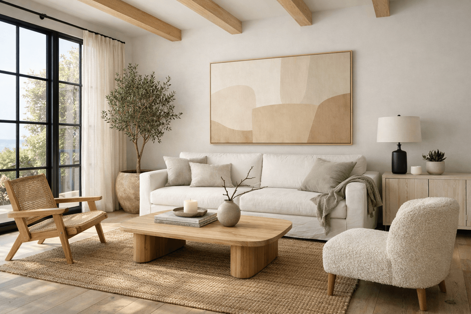 A Scandi-Cali Cool living room