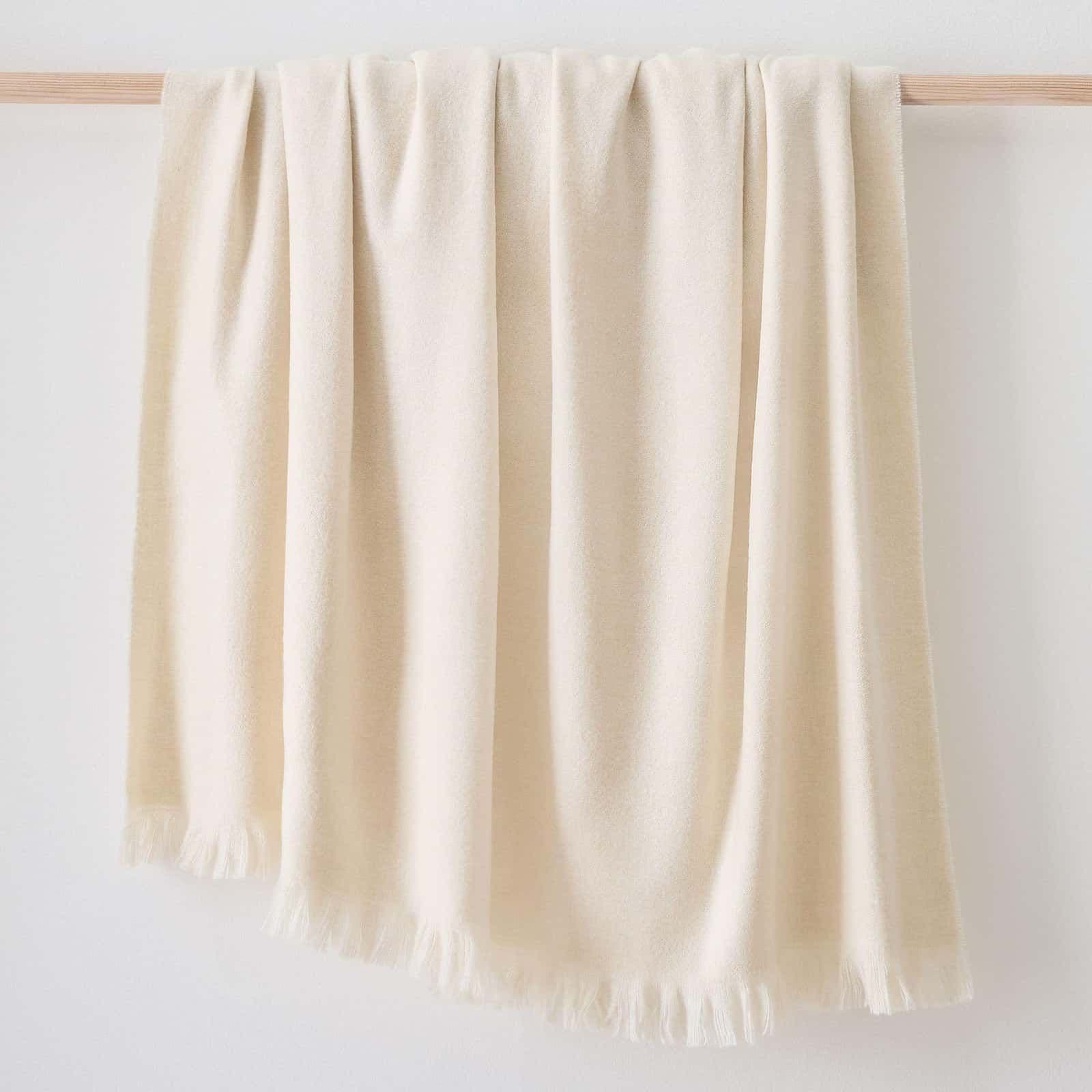 Brushed Woven Throw, Alabaster