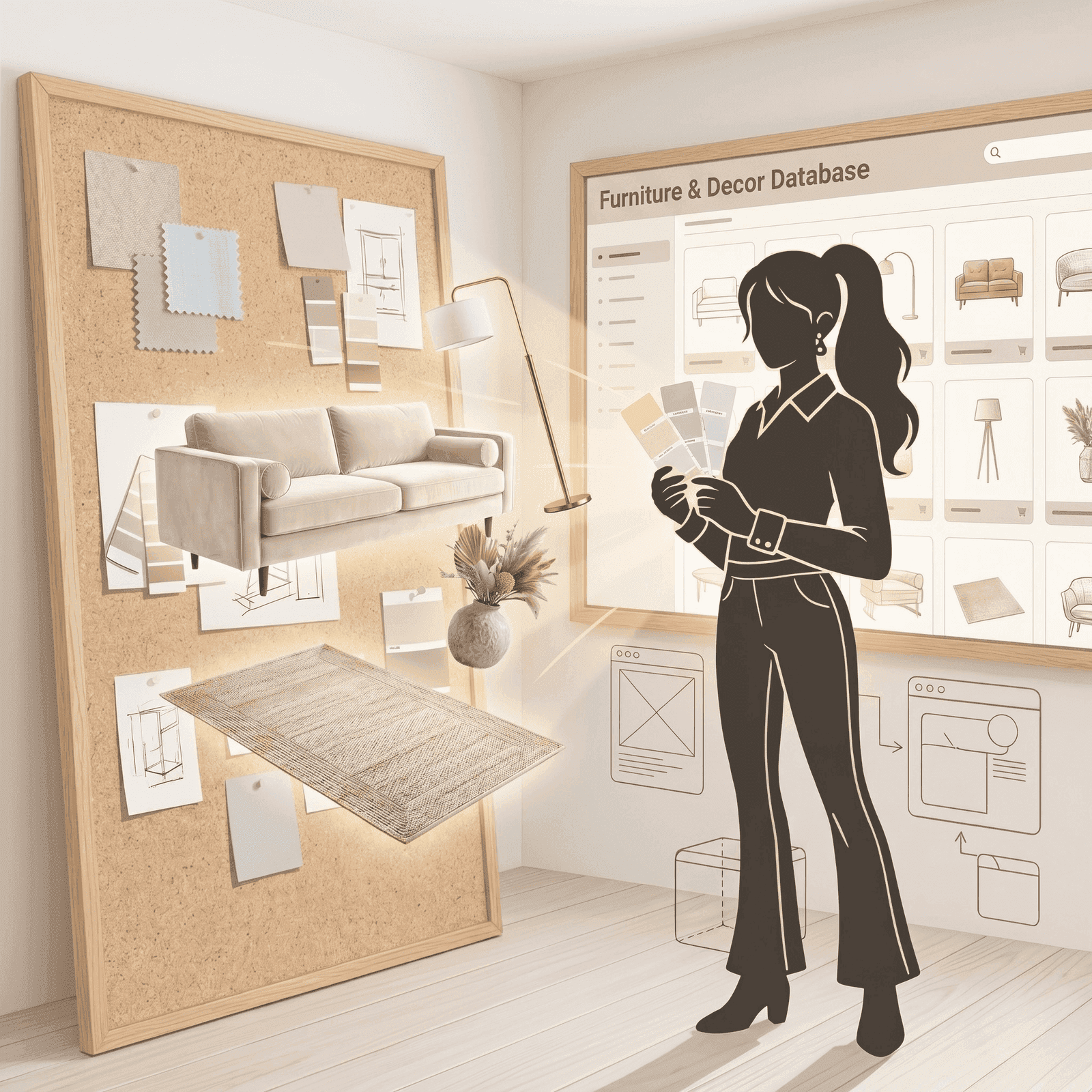 AI building a curated mood board using designer rules